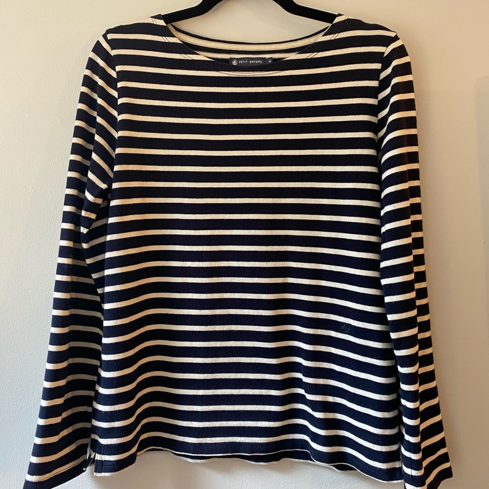 Petit Bateau Breton navy and white striped shirt